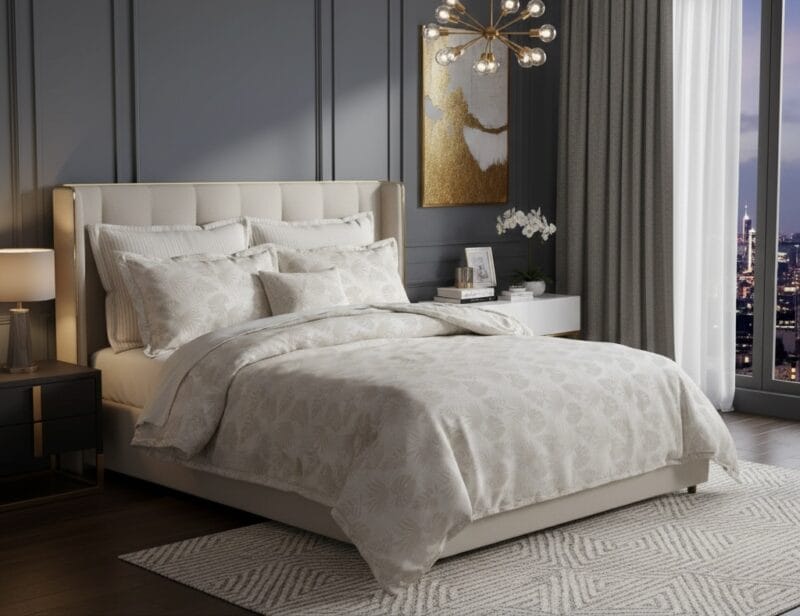 Pamuk saten posteljina "Florit" krem boja